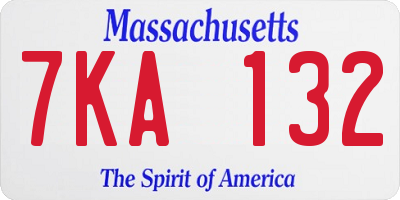 MA license plate 7KA132
