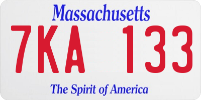 MA license plate 7KA133