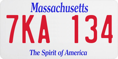 MA license plate 7KA134