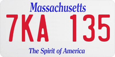MA license plate 7KA135