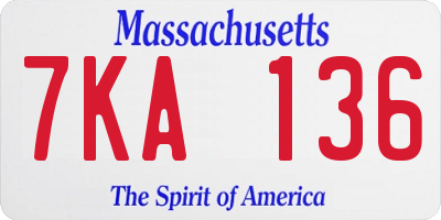 MA license plate 7KA136