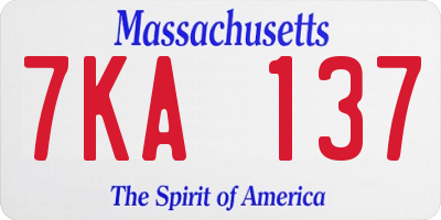 MA license plate 7KA137