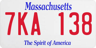 MA license plate 7KA138