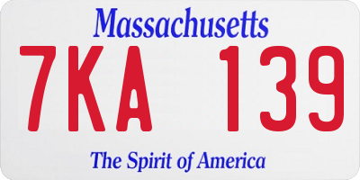 MA license plate 7KA139