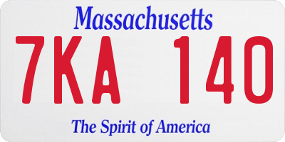 MA license plate 7KA140