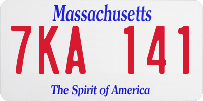 MA license plate 7KA141