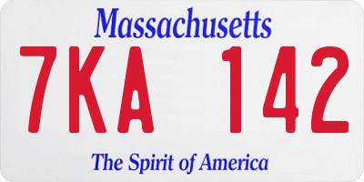 MA license plate 7KA142
