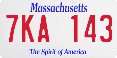 MA license plate 7KA143