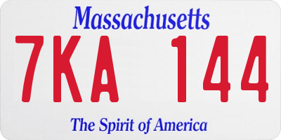 MA license plate 7KA144