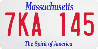 MA license plate 7KA145