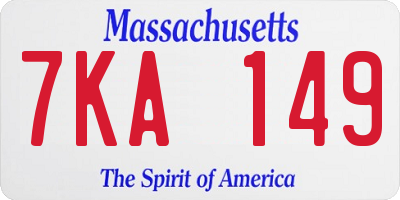 MA license plate 7KA149