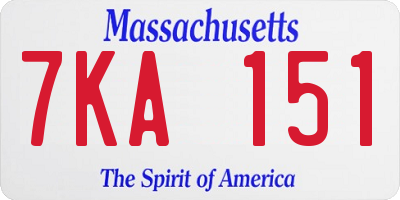 MA license plate 7KA151