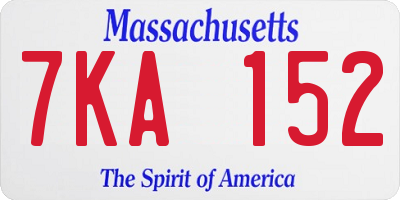 MA license plate 7KA152