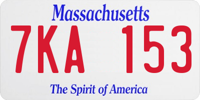 MA license plate 7KA153