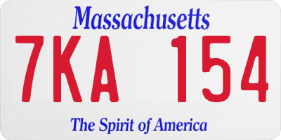 MA license plate 7KA154