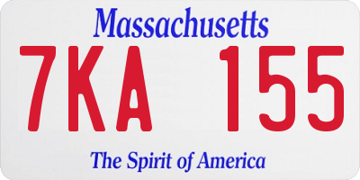 MA license plate 7KA155