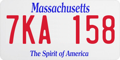 MA license plate 7KA158
