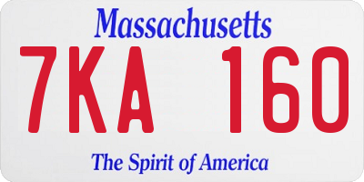 MA license plate 7KA160
