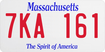 MA license plate 7KA161