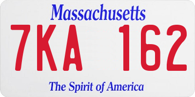 MA license plate 7KA162
