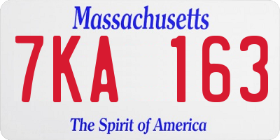 MA license plate 7KA163