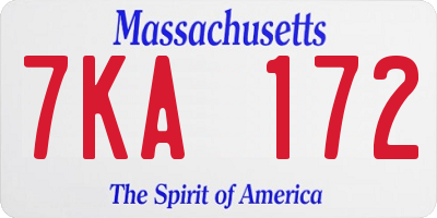 MA license plate 7KA172