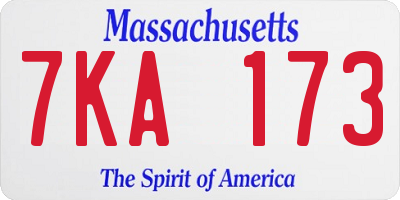 MA license plate 7KA173