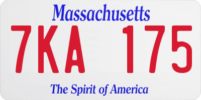 MA license plate 7KA175