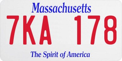 MA license plate 7KA178