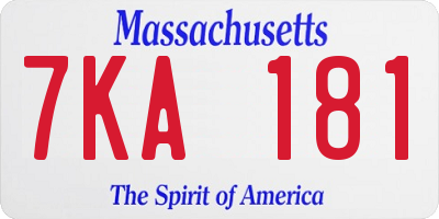 MA license plate 7KA181