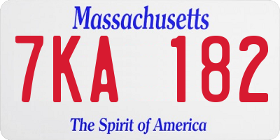 MA license plate 7KA182