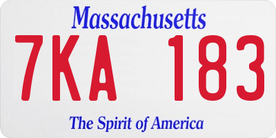 MA license plate 7KA183