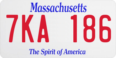 MA license plate 7KA186