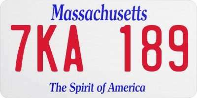 MA license plate 7KA189
