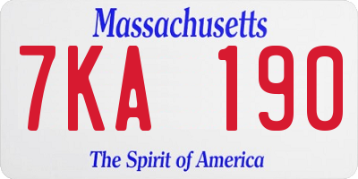 MA license plate 7KA190