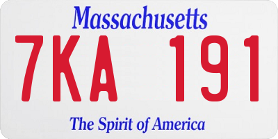MA license plate 7KA191