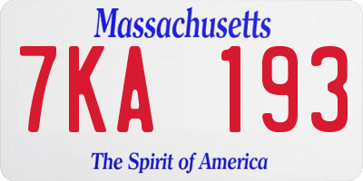 MA license plate 7KA193