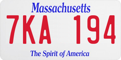 MA license plate 7KA194