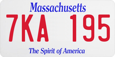 MA license plate 7KA195