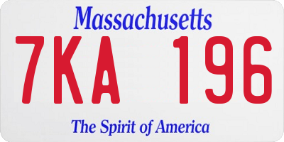 MA license plate 7KA196