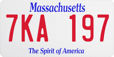 MA license plate 7KA197