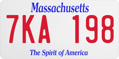 MA license plate 7KA198