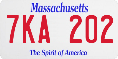 MA license plate 7KA202