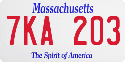 MA license plate 7KA203