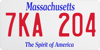 MA license plate 7KA204