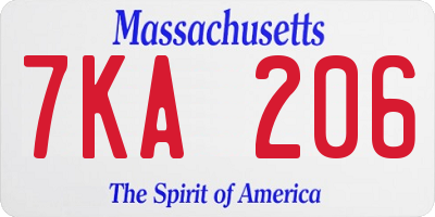 MA license plate 7KA206