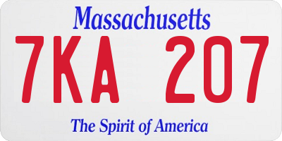 MA license plate 7KA207