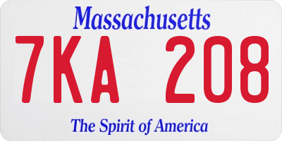 MA license plate 7KA208