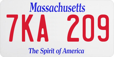 MA license plate 7KA209