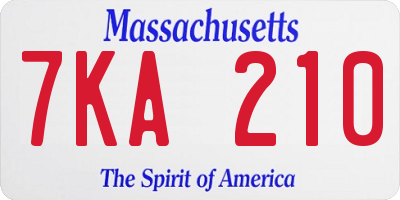 MA license plate 7KA210